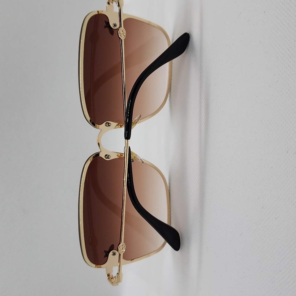 Rimless Bee Gradient Color Lens Oversize Sunglasses - Picture 4 of 10